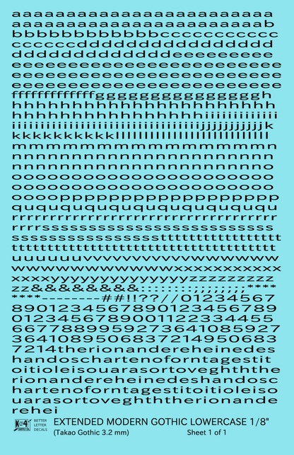 Lowercase Extended Modern Gothic Letter Alphabet