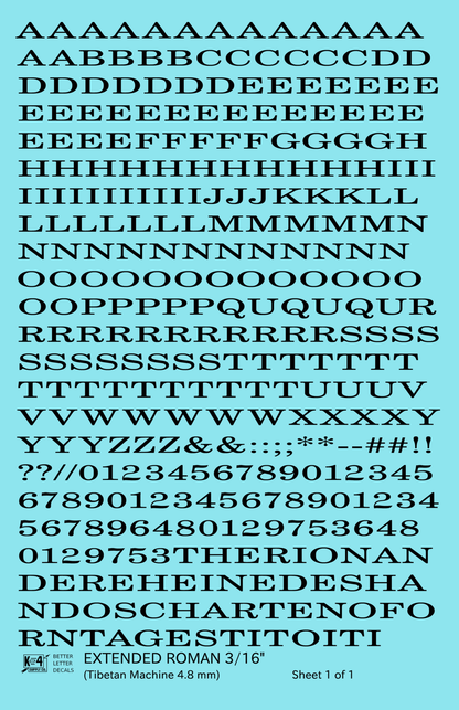 Extended Roman Letter Number Alphabet