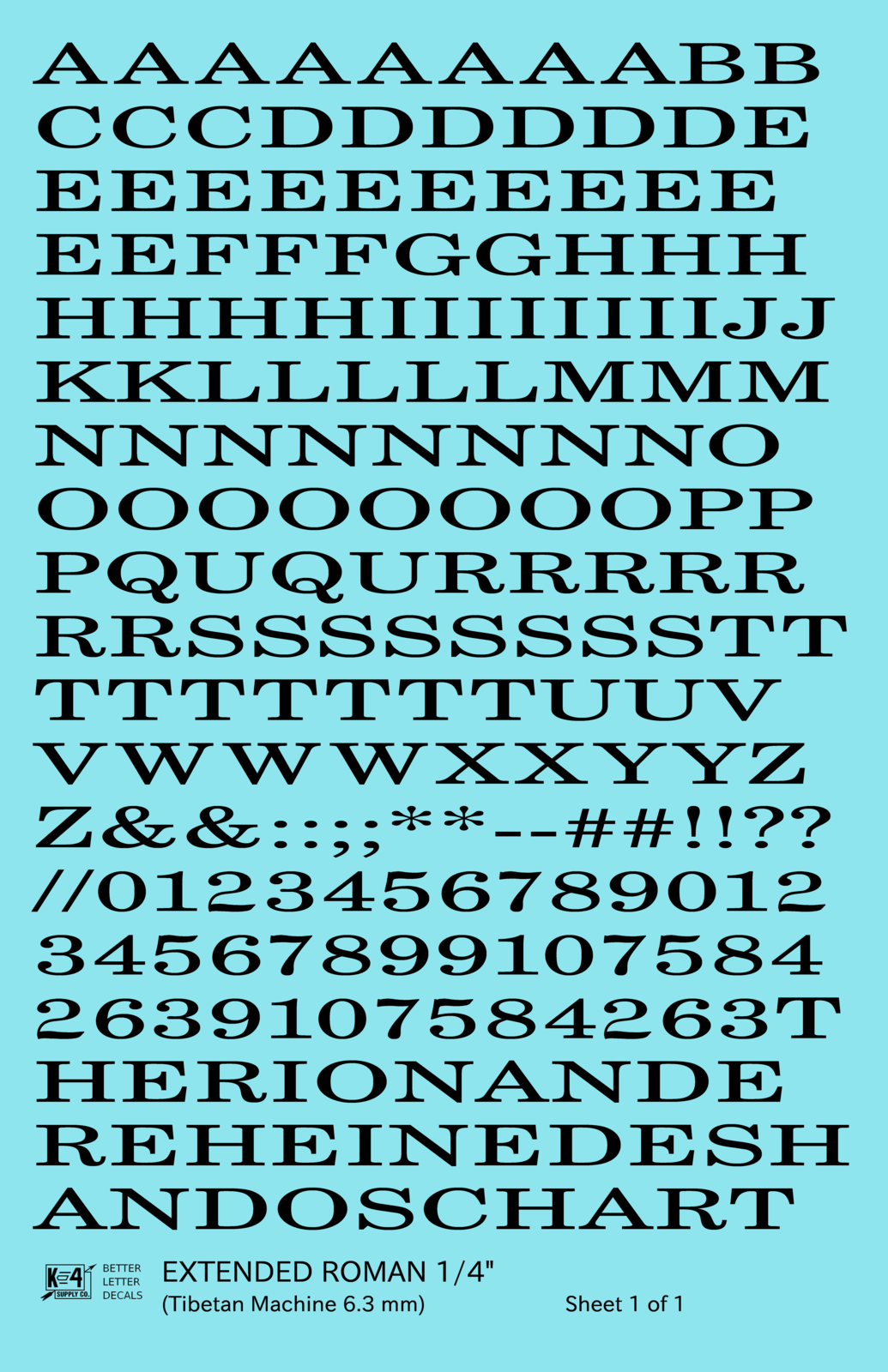 Extended Roman Letter Number Alphabet