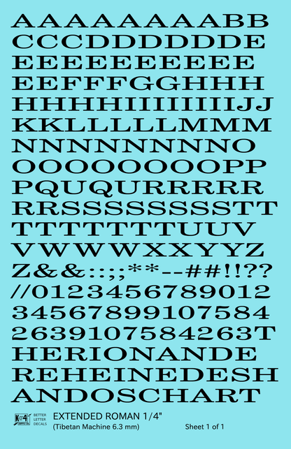 Extended Roman Letter Number Alphabet