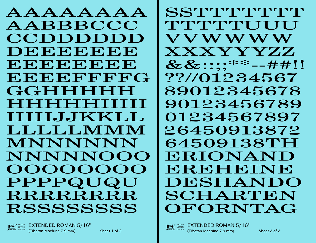 Extended Roman Letter Number Alphabet