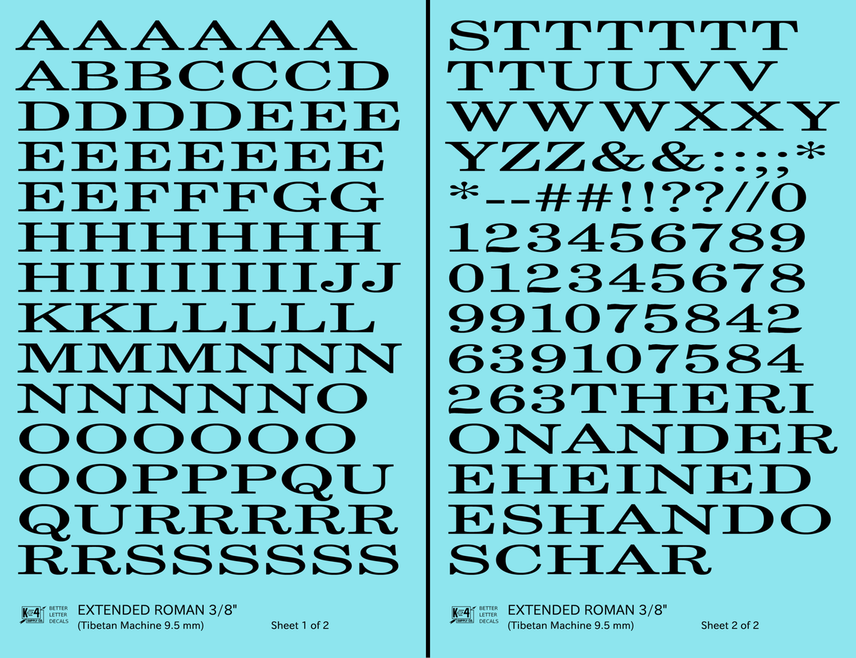 Extended Roman Letter Number Alphabet