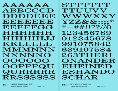 Extended Roman Letter Number Alphabet