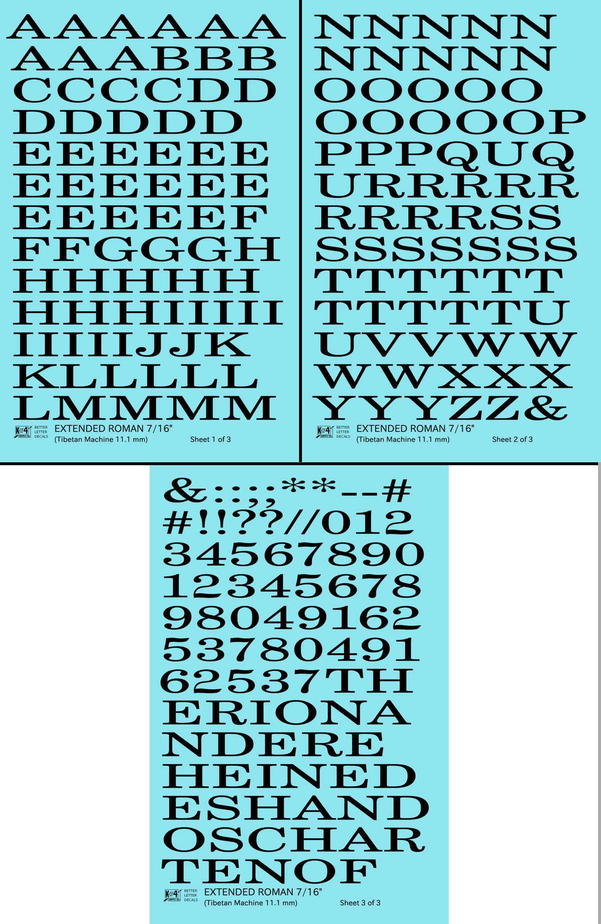 Extended Roman Letter Number Alphabet