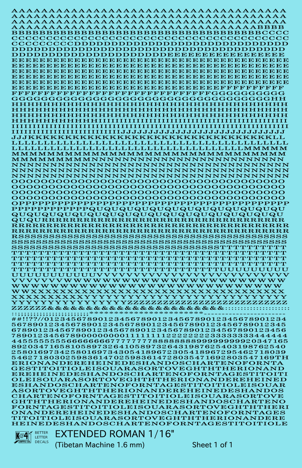 Extended Roman Letter Number Alphabet