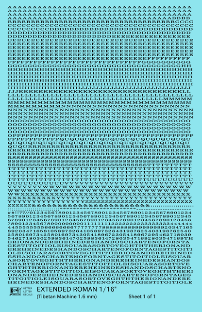 Extended Roman Letter Number Alphabet