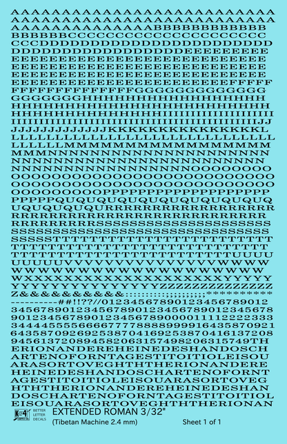 Extended Roman Letter Number Alphabet