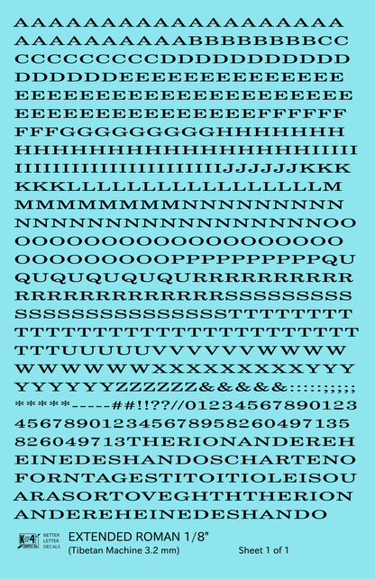 Extended Roman Letter Number Alphabet