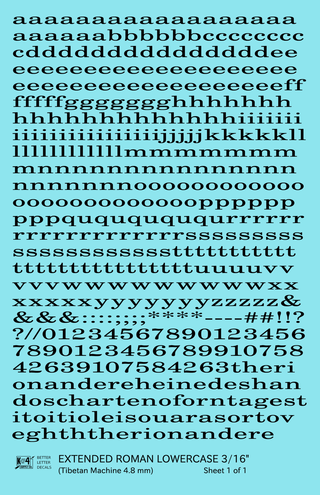 Lowercase Extended Roman Letter Number Alphabet