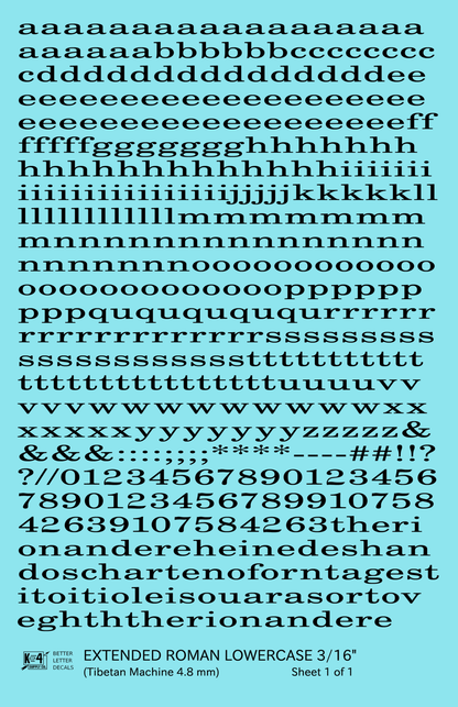 Lowercase Extended Roman Letter Number Alphabet