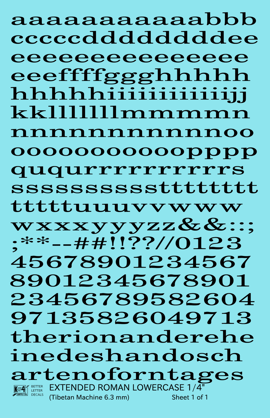 Lowercase Extended Roman Letter Number Alphabet
