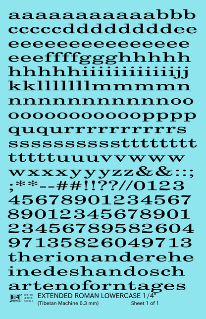 Lowercase Extended Roman Letter Number Alphabet