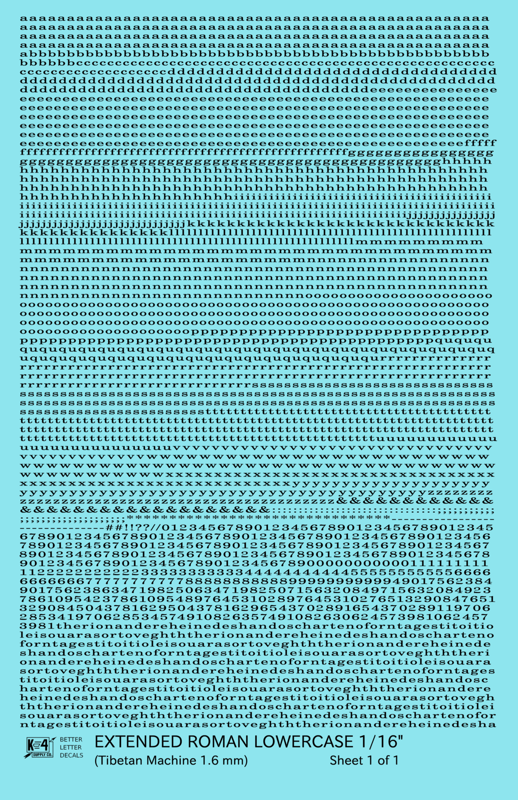 Lowercase Extended Roman Letter Number Alphabet