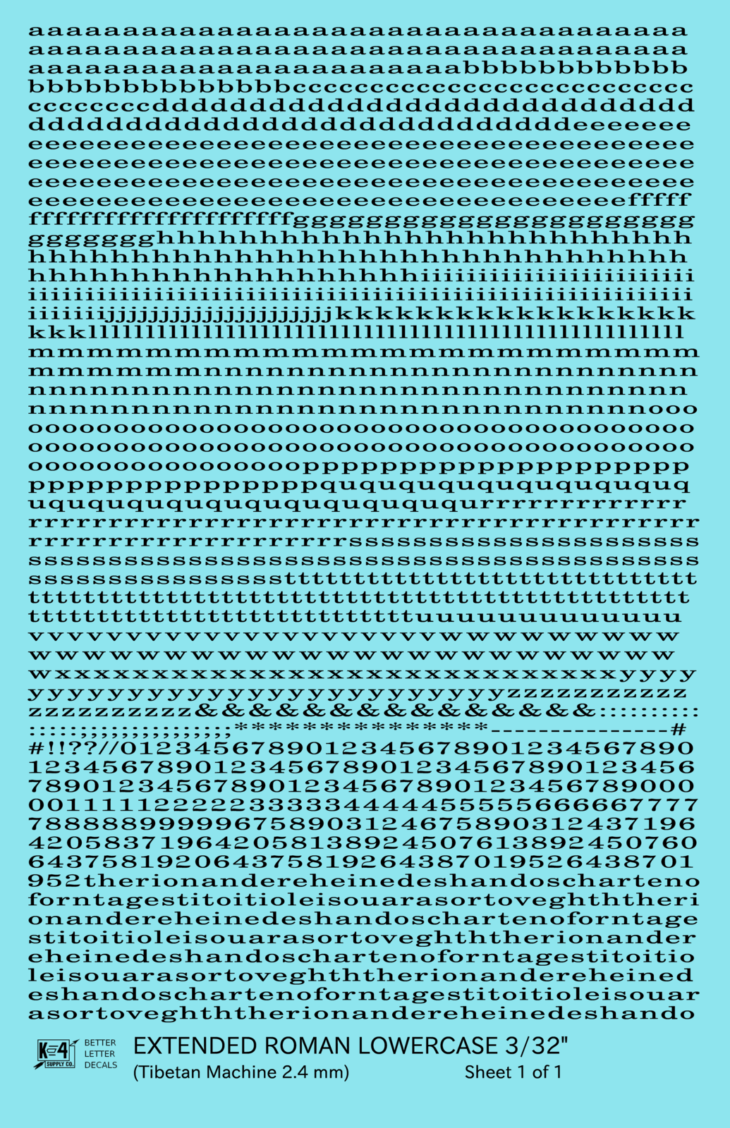 Lowercase Extended Roman Letter Number Alphabet
