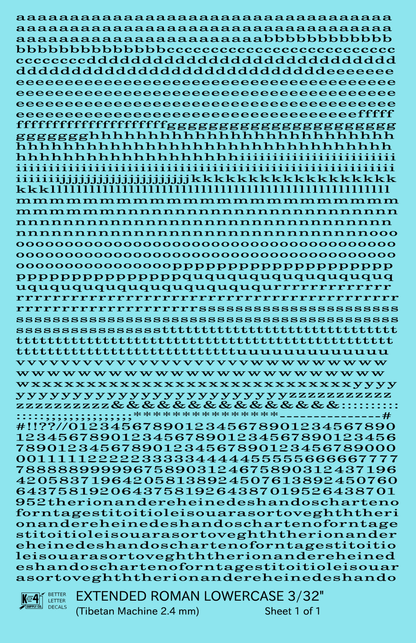 Lowercase Extended Roman Letter Number Alphabet