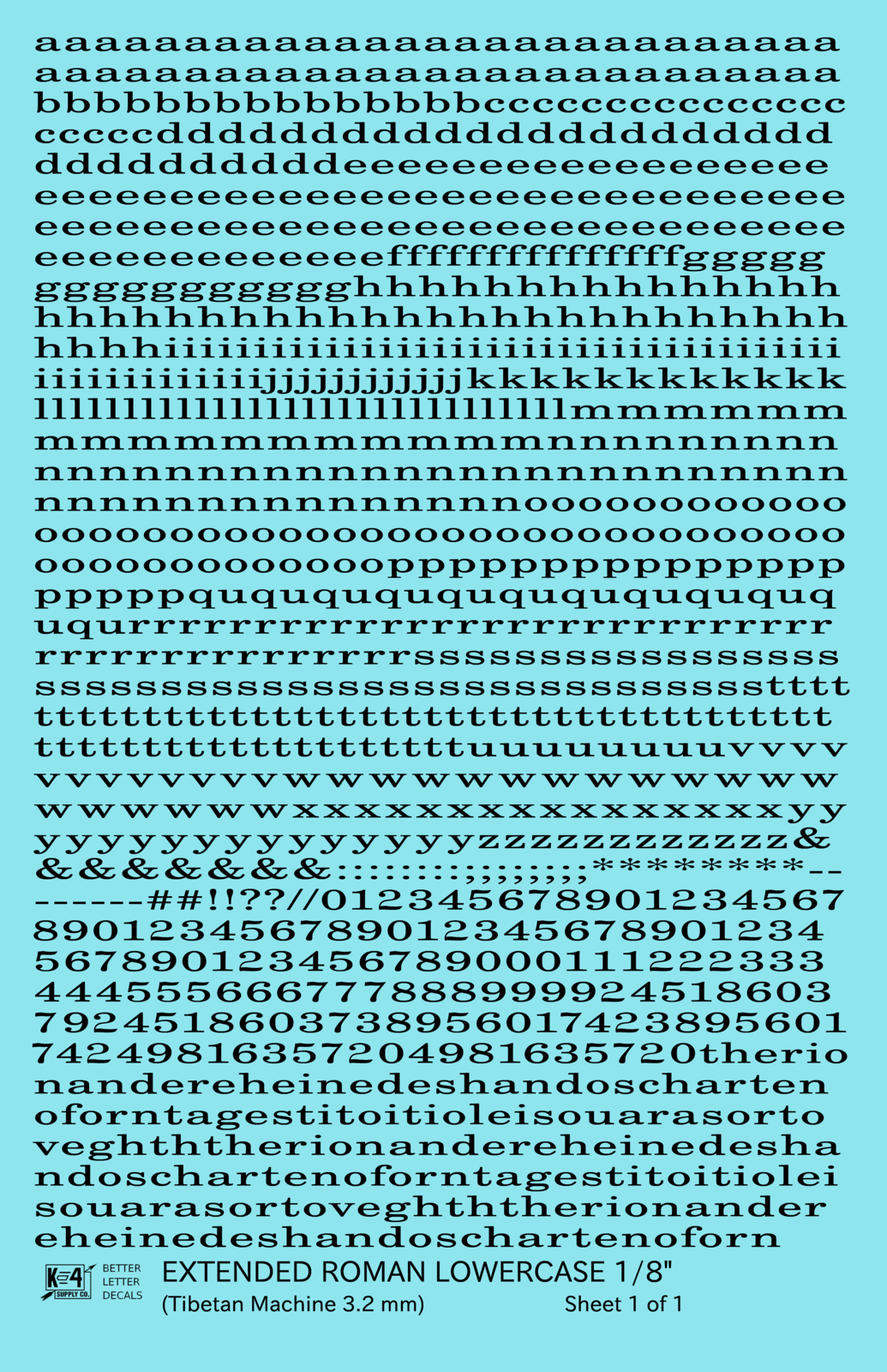 Lowercase Extended Roman Letter Number Alphabet