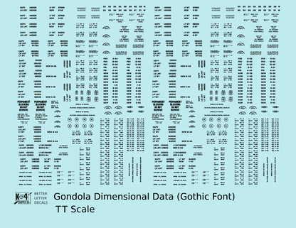 Dimensional and Weight Data Gondola Gothic Font
