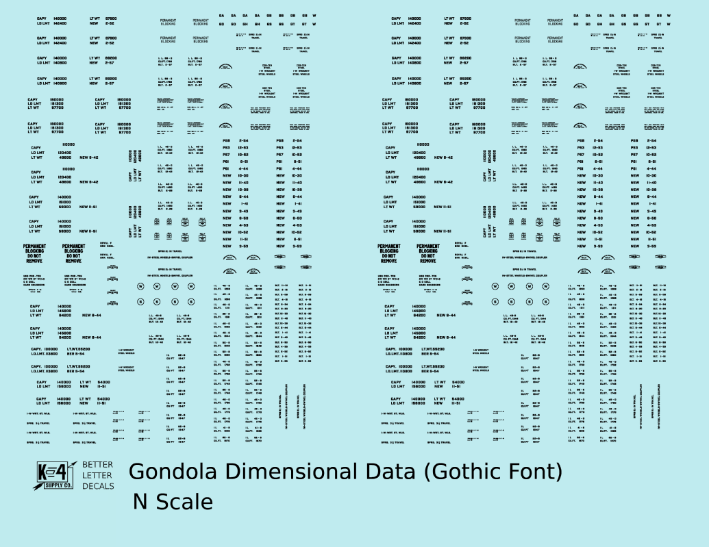 Dimensional and Weight Data Gondola Gothic Font