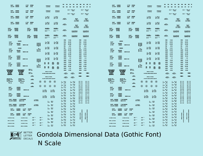 Dimensional and Weight Data Gondola Gothic Font