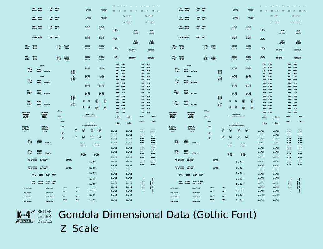 Dimensional and Weight Data Gondola Gothic Font