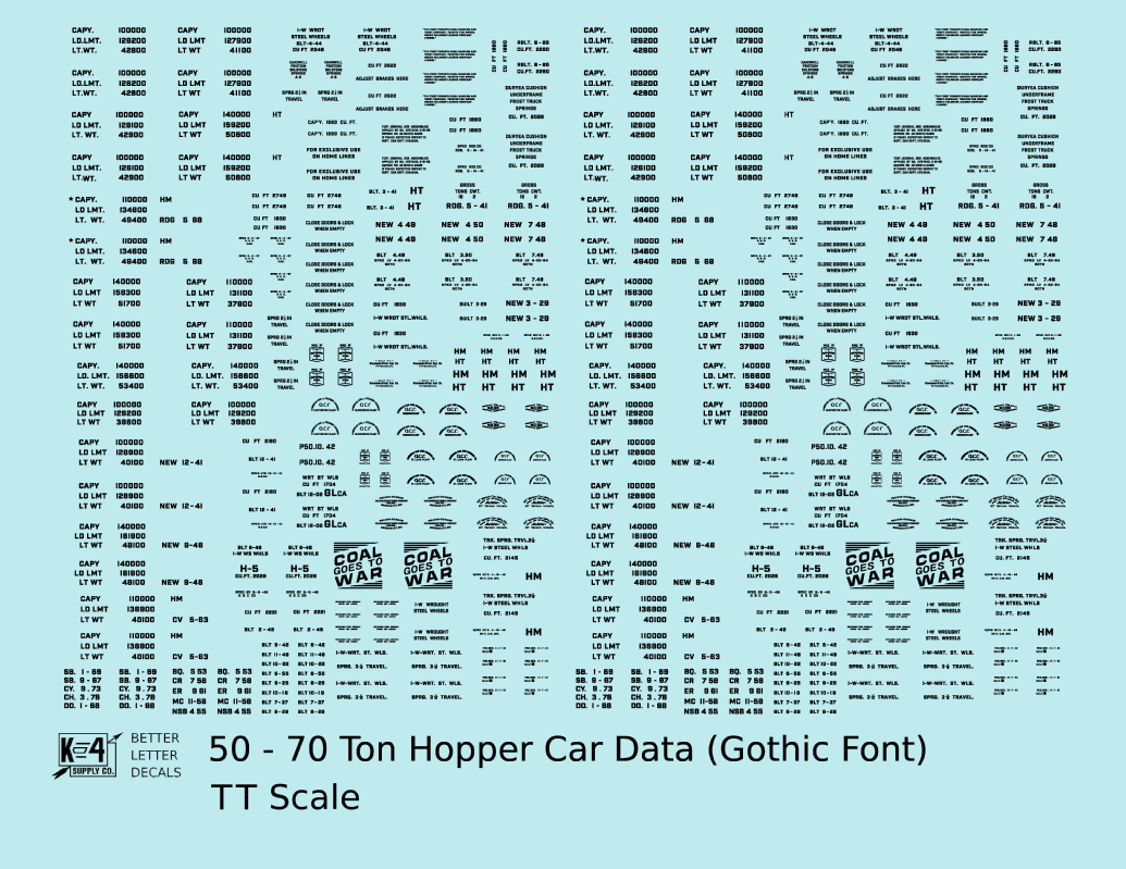Dimensional and Weight Data 50 To 70 Ton Hopper Car Gothic Font