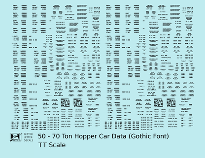 Dimensional and Weight Data 50 To 70 Ton Hopper Car Gothic Font