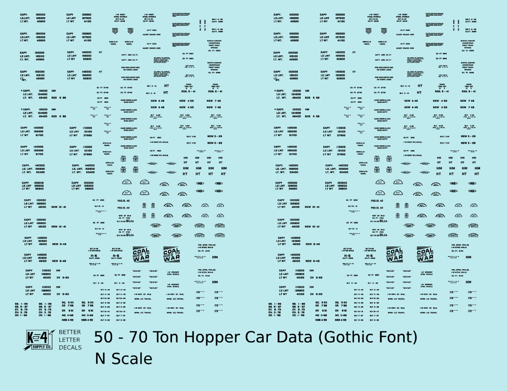 Dimensional and Weight Data 50 To 70 Ton Hopper Car Gothic Font