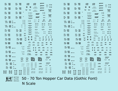 Dimensional and Weight Data 50 To 70 Ton Hopper Car Gothic Font