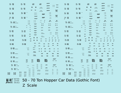 Dimensional and Weight Data 50 To 70 Ton Hopper Car Gothic Font