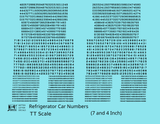 Reefer/Refrigerator Car Style Numbers  White 7 and 4 Inch Renumber