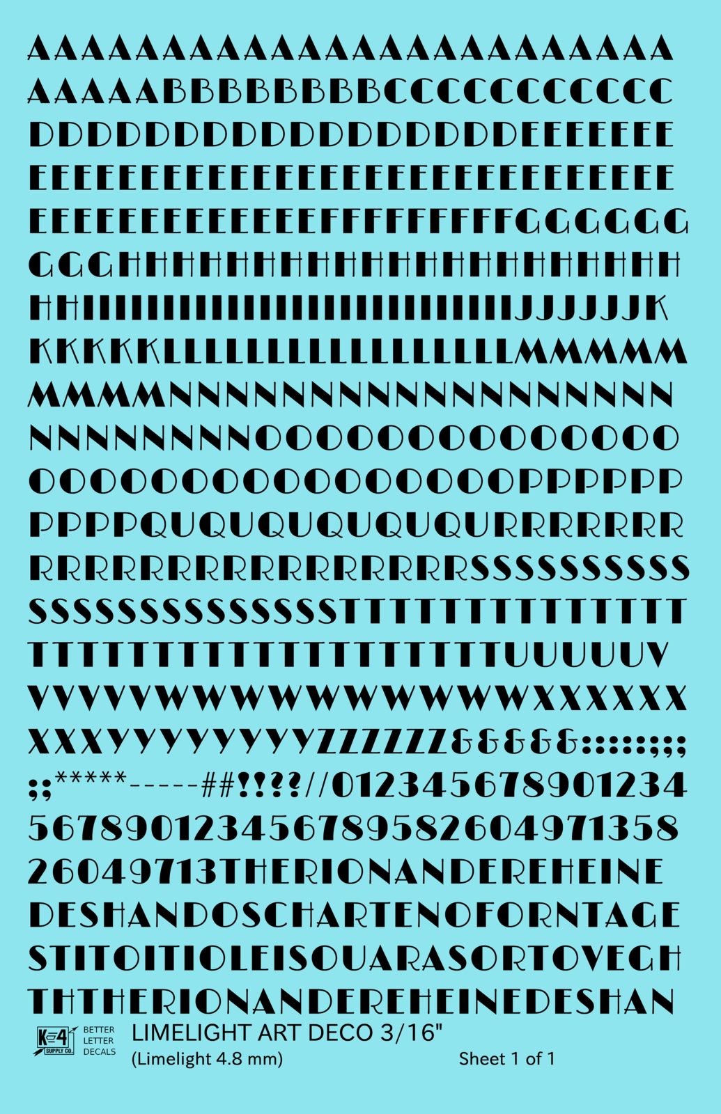 Limelight Art Deco Letter Number Alphabet
