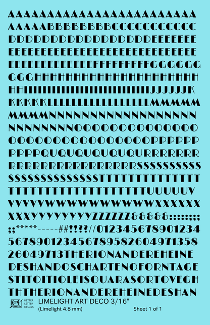 Limelight Art Deco Letter Number Alphabet