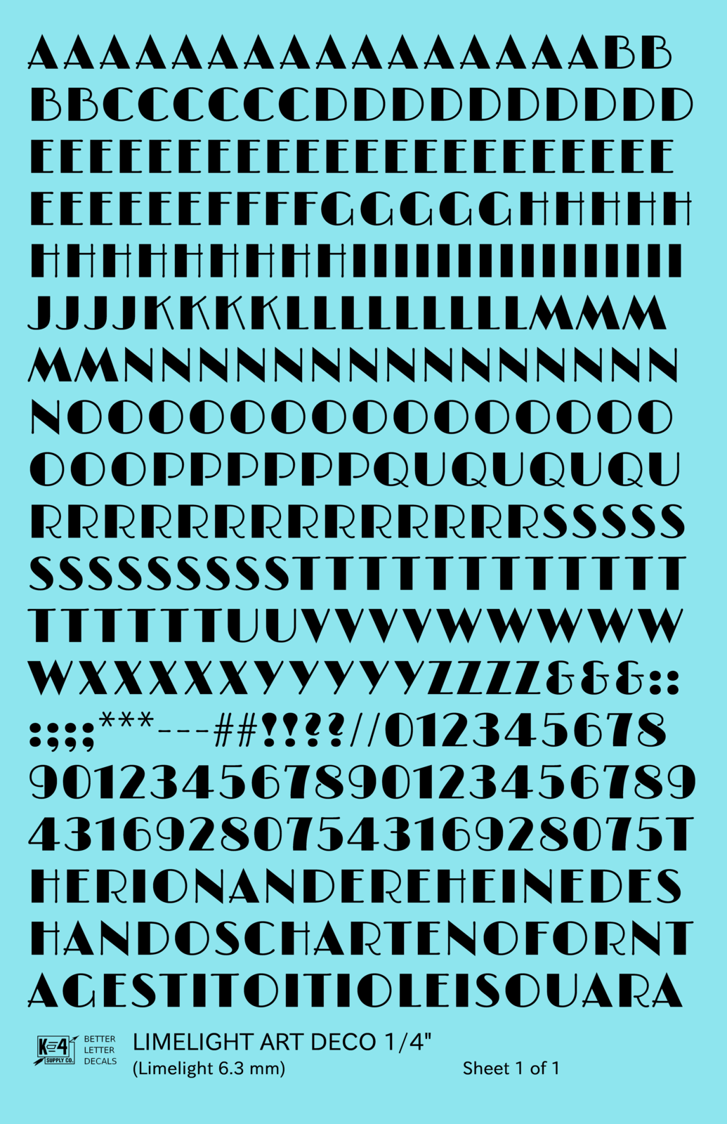 Limelight Art Deco Letter Number Alphabet