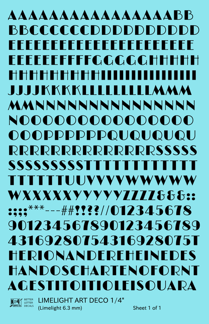 Limelight Art Deco Letter Number Alphabet