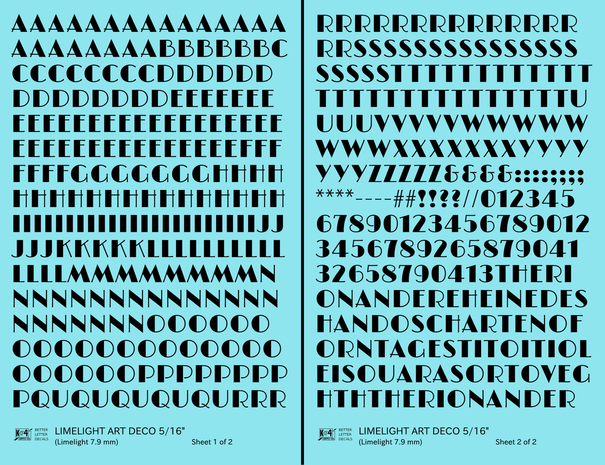 Limelight Art Deco Letter Number Alphabet