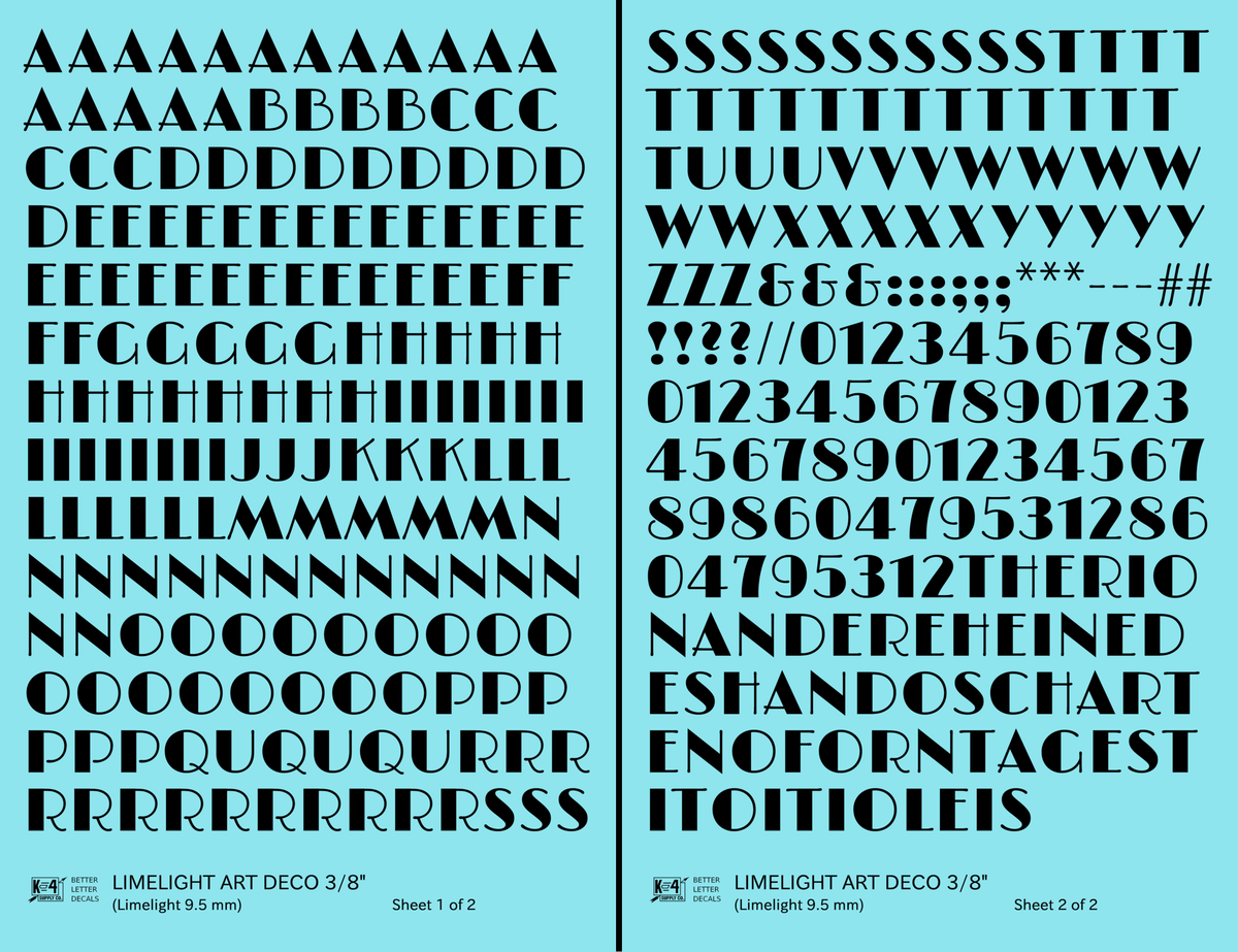 Limelight Art Deco Letter Number Alphabet