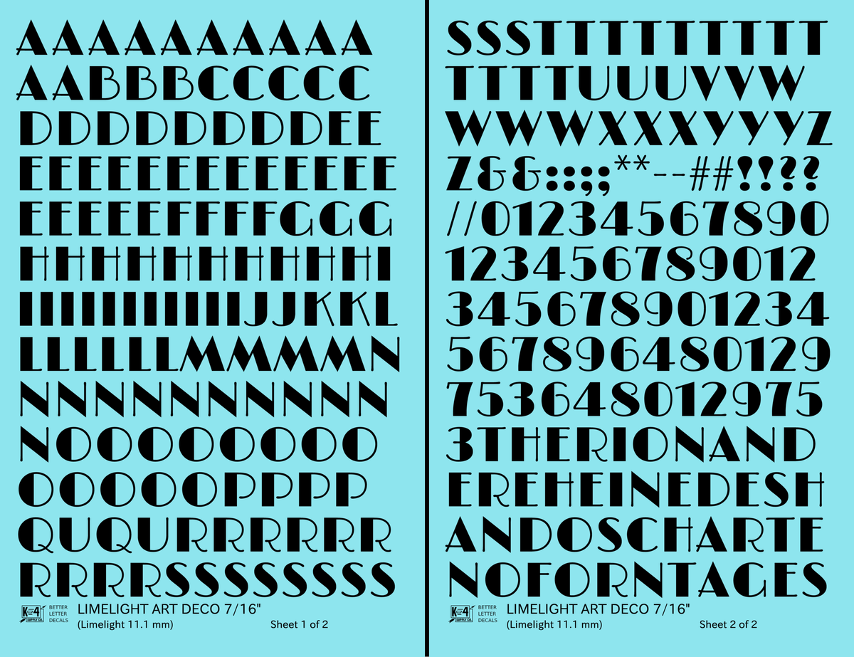Limelight Art Deco Letter Number Alphabet