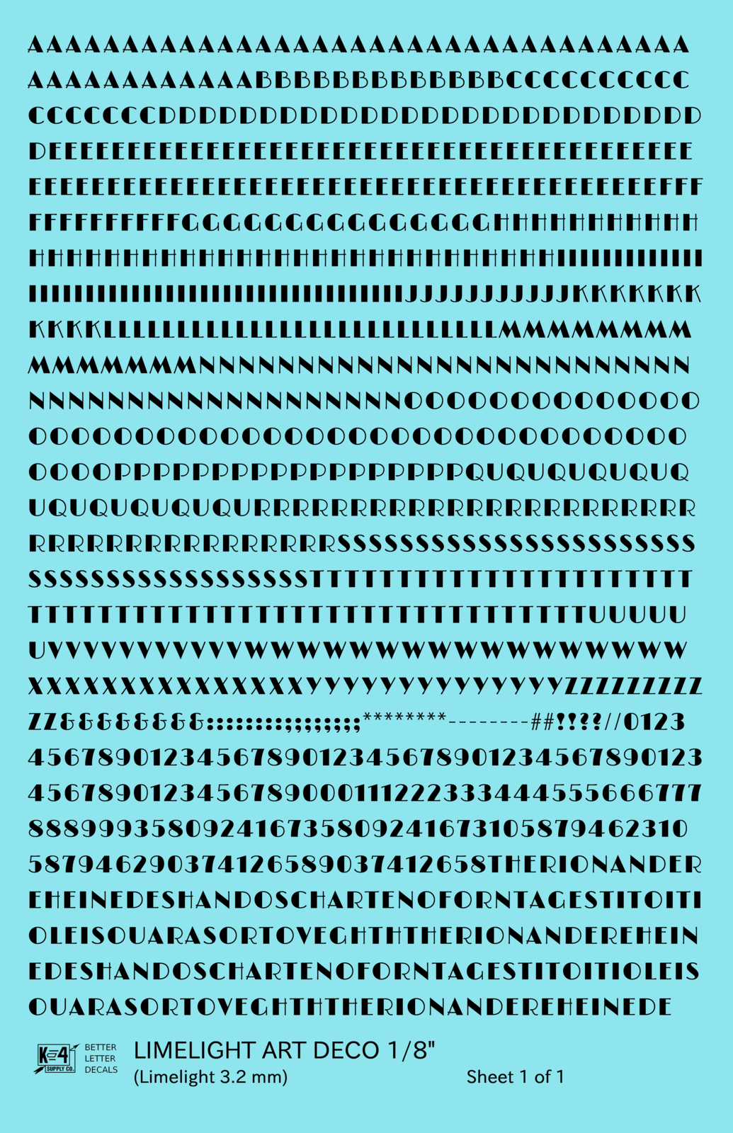 Limelight Art Deco Letter Number Alphabet