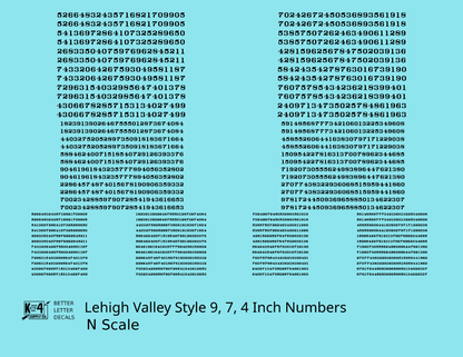 Lehigh Valley Freight Car Numbers  White 9, 7 and 4 Inch Renumber