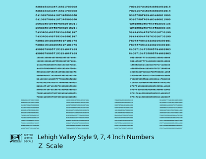 Lehigh Valley Freight Car Numbers  White 9, 7 and 4 Inch Renumber