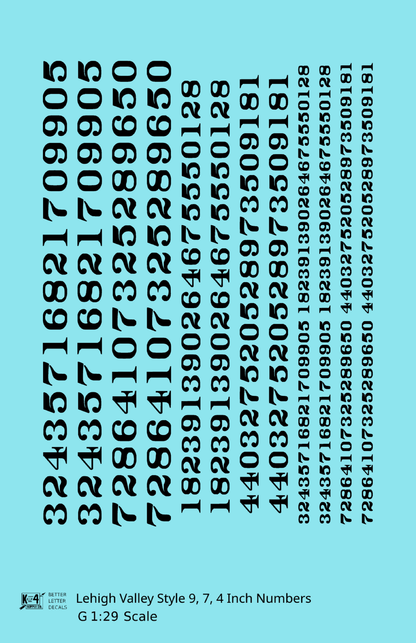 Lehigh Valley Freight Car Numbers  White 9, 7 and 4 Inch Renumber