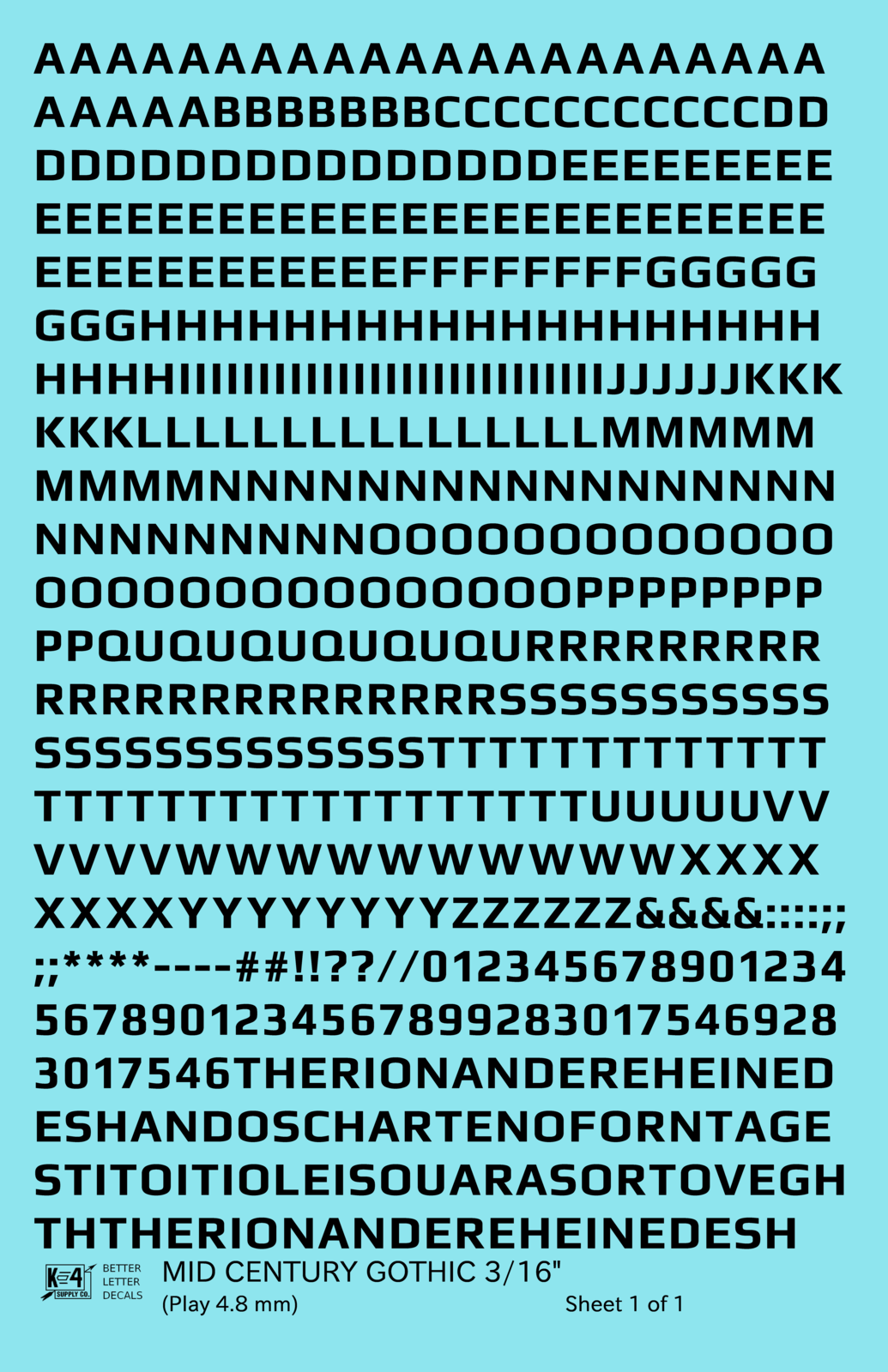 Mid Century Gothic Letter Number Alphabet
