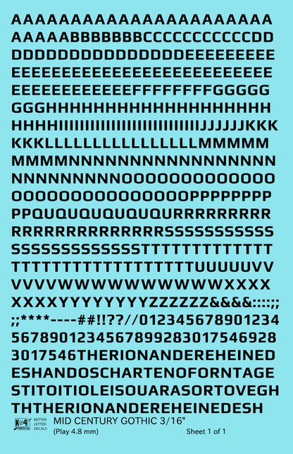 Mid Century Gothic Letter Number Alphabet