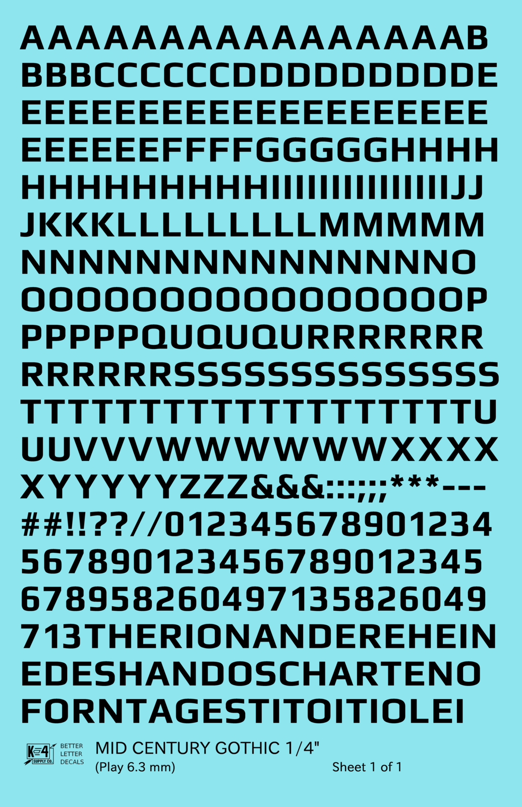 Mid Century Gothic Letter Number Alphabet
