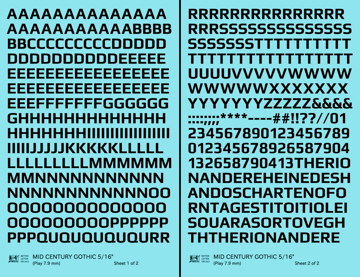 Mid Century Gothic Letter Number Alphabet