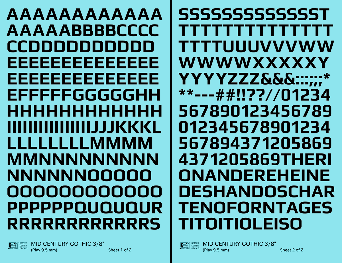 Mid Century Gothic Letter Number Alphabet
