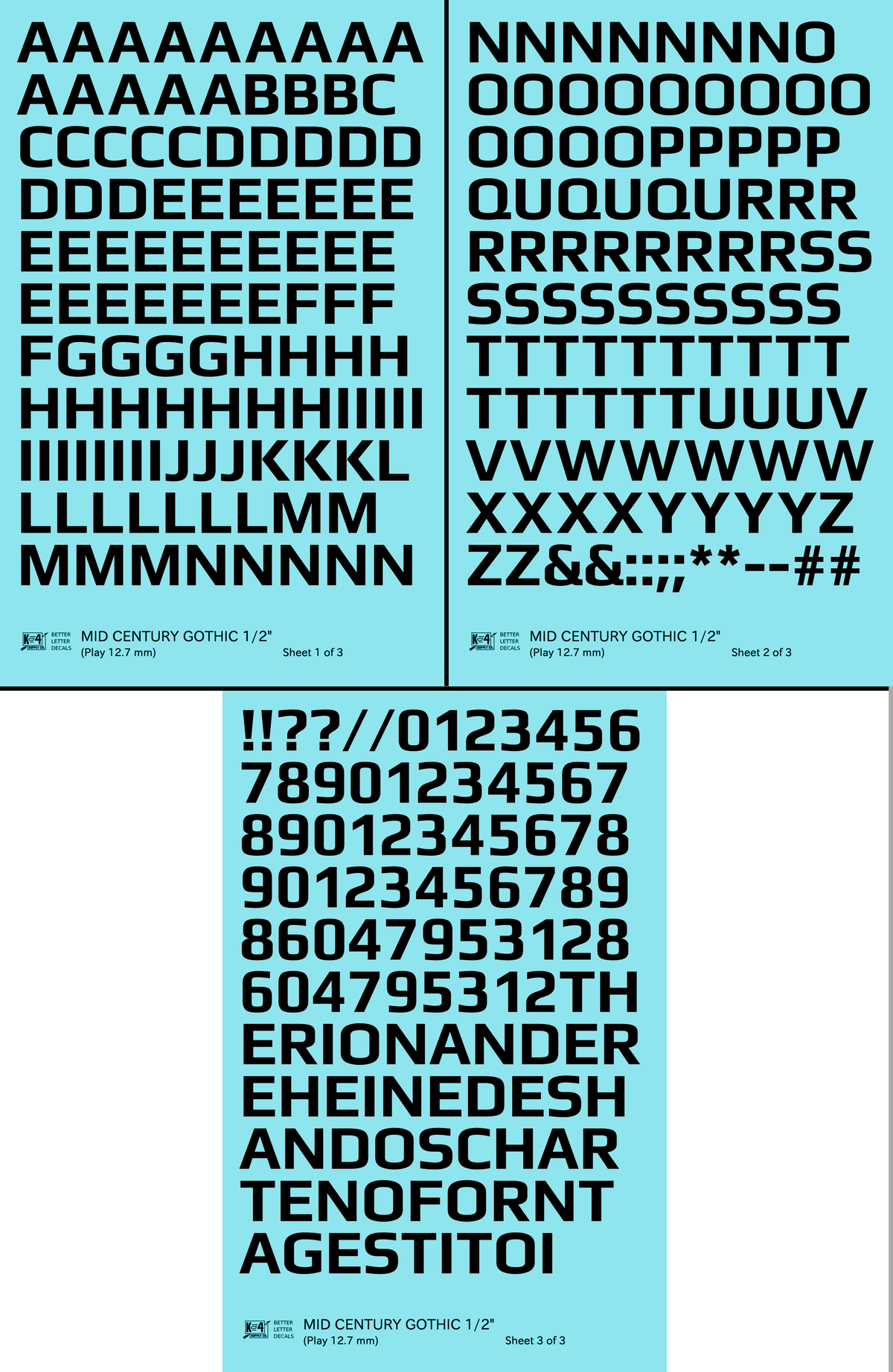 Mid Century Gothic Letter Number Alphabet