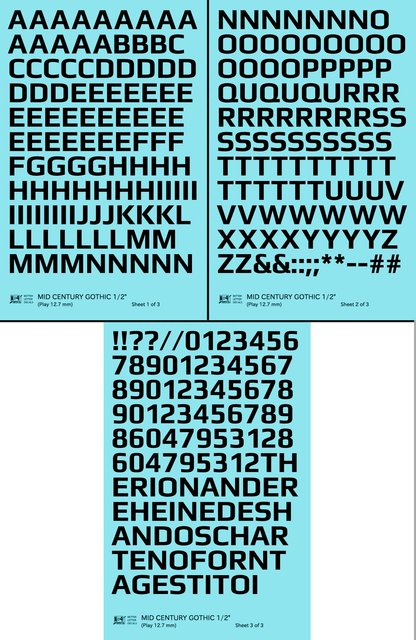Mid Century Gothic Letter Number Alphabet