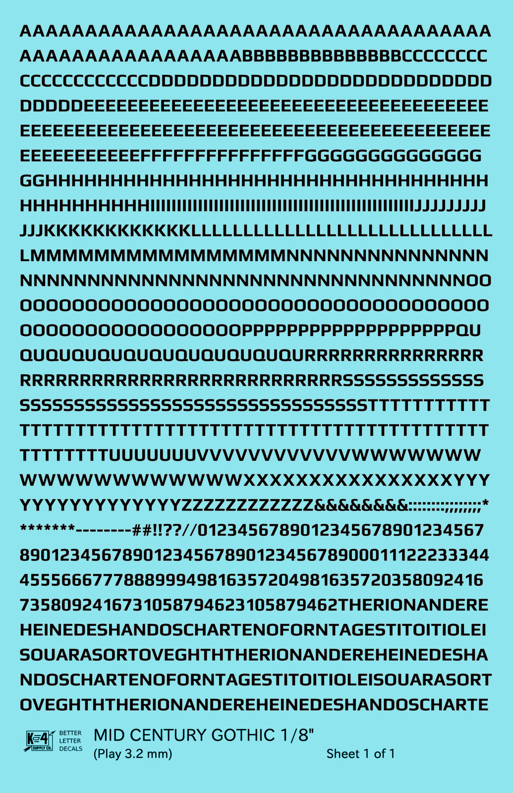 Mid Century Gothic Letter Number Alphabet