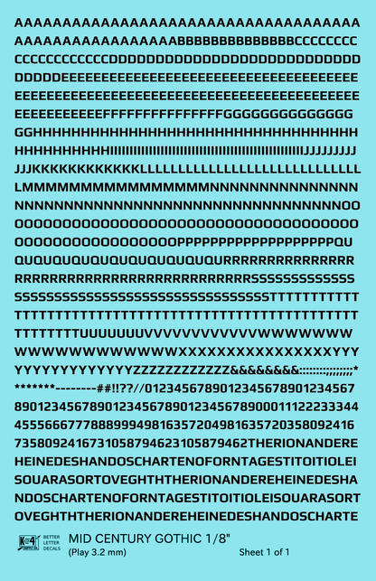 Mid Century Gothic Letter Number Alphabet